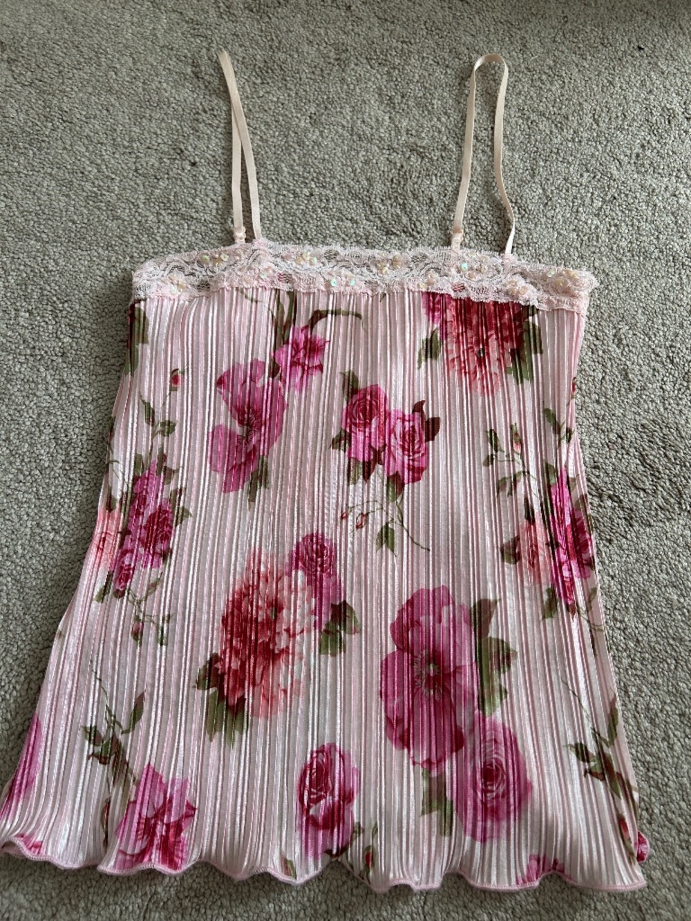 Vintage Forever 21 Floral Sequin Tank Top Size Large